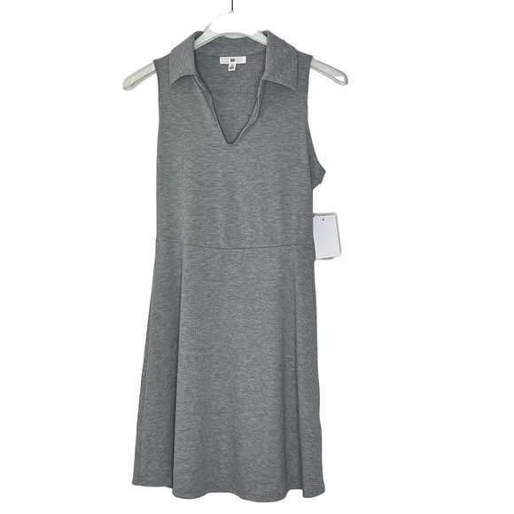NWT NORDSTROM BP Polo Tank Sleeveless Mini Tennis Dress Ribbed Grey Size S - Picture 6 of 14
